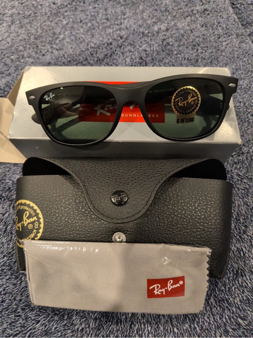 Ray-Ban New Wayfarer ORB2132 Wayfarer Sunglasses Black & Green NWT